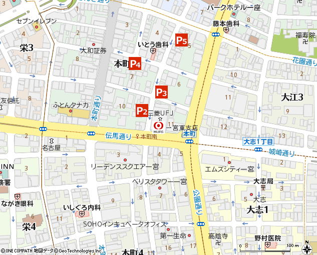 一宮東支店付近の地図